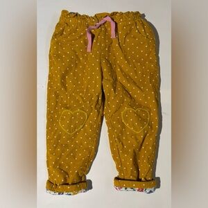Mini Boden Mustard polka dot corduroy trousers pants floral 3t 100% cotton girls